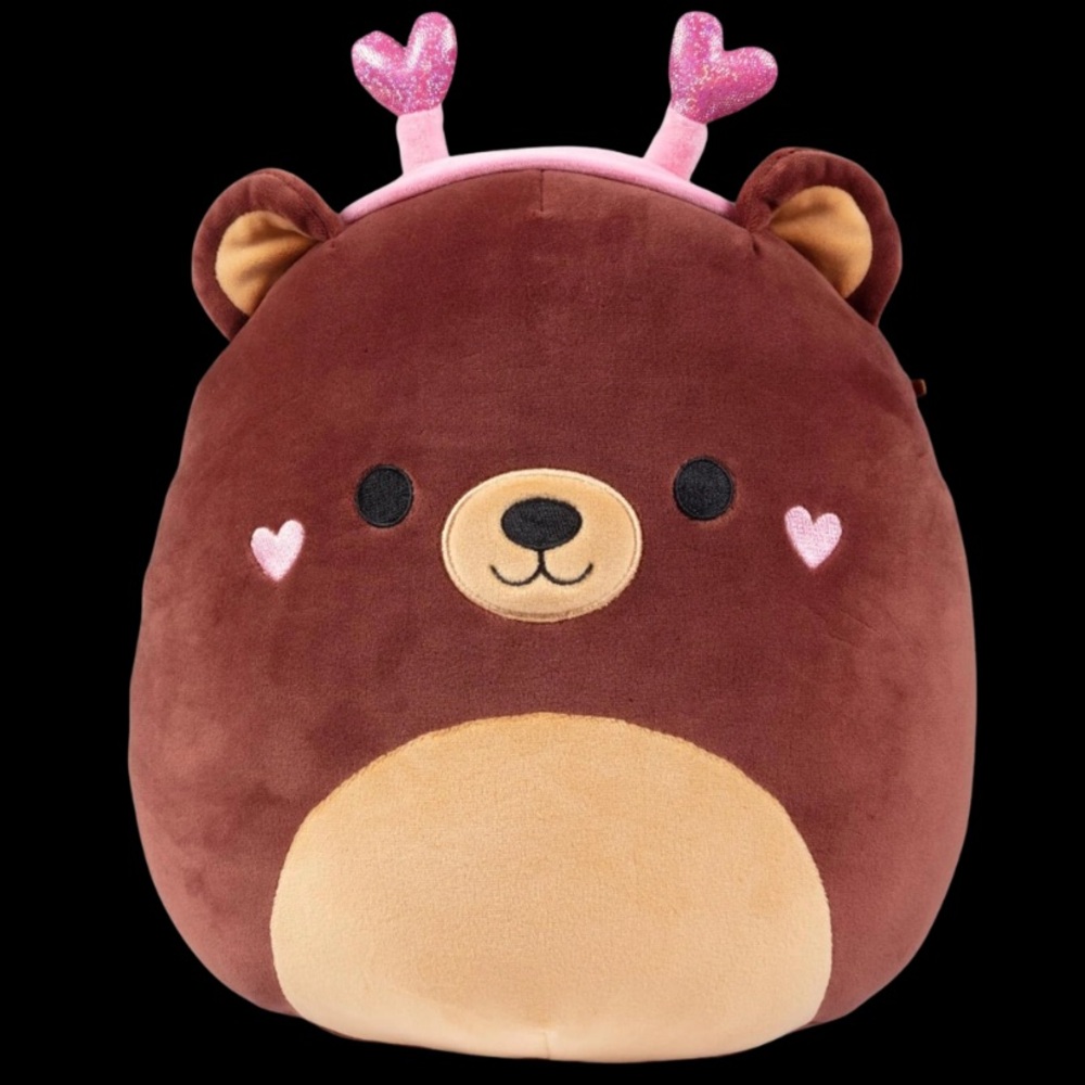 Squishmallow Omar the bear with heart headband